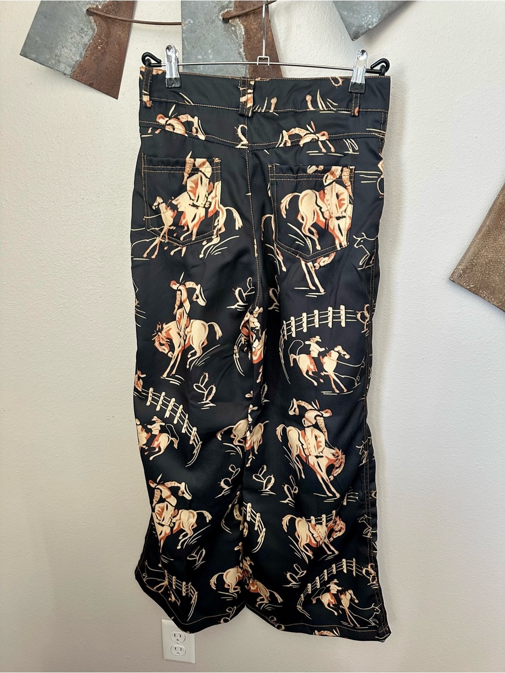 Black Western Horse Print Pants